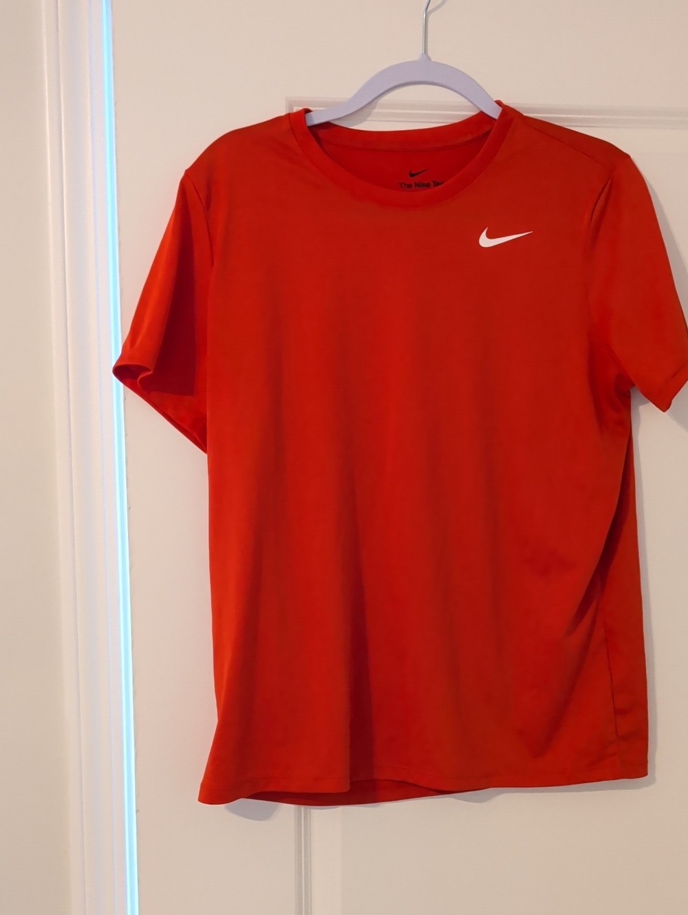 Nike Red Short Sleeve Athletic Tee with White Swoosh